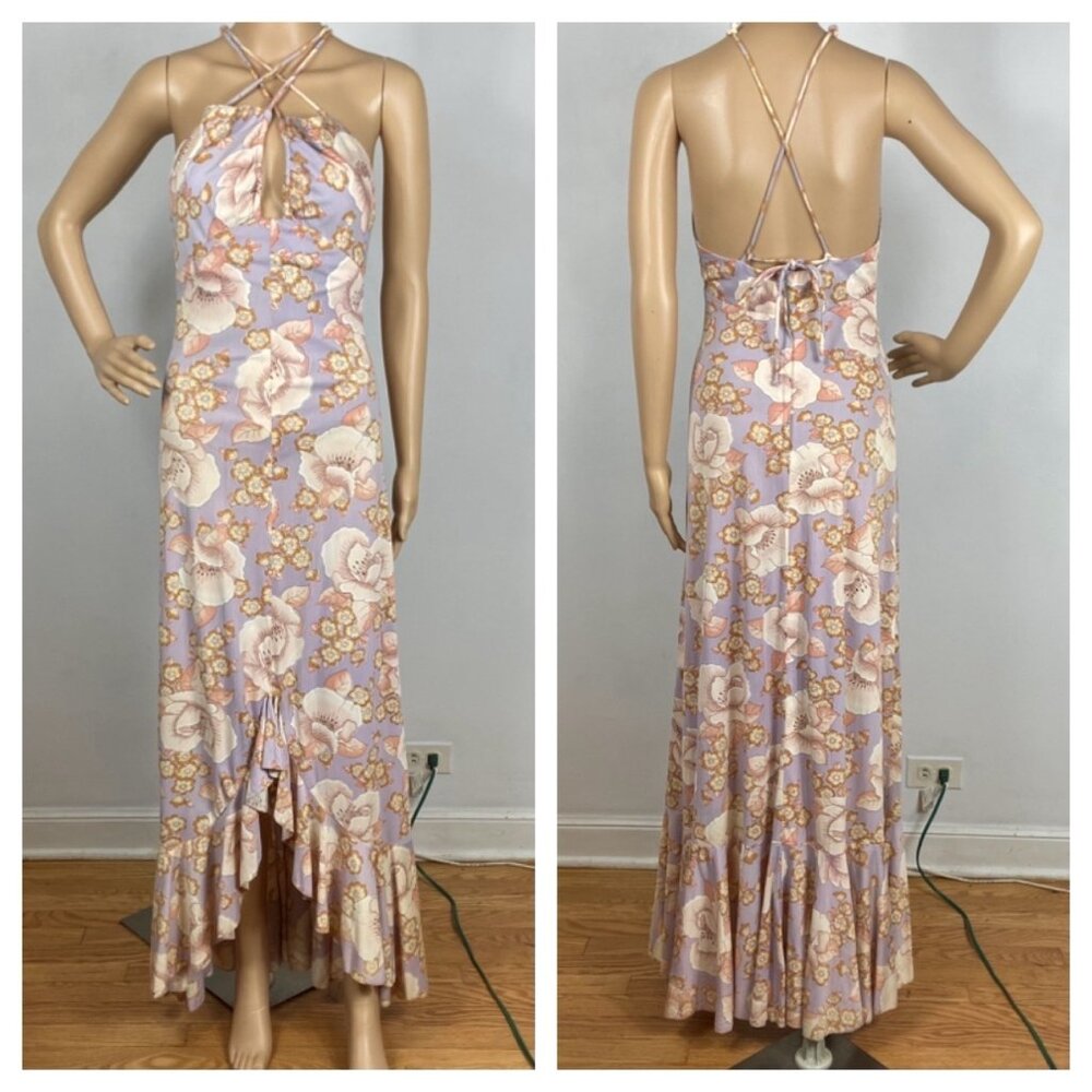 Vtg 1970s Silky Jersey Dress Sz XS Multi-way Straps Disco X Boho Goddess